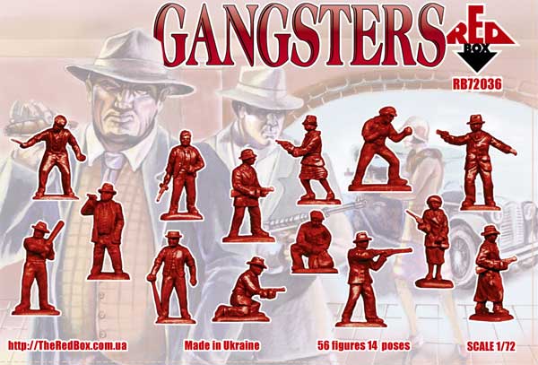 REDBOX 1:72 RB72036 GANGSTERS (56 FIGURES/ 14 POSES) DARK RED