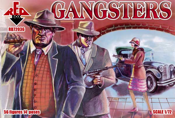 REDBOX 1:72 RB72036 GANGSTERS (56 FIGURES/ 14 POSES) DARK RED