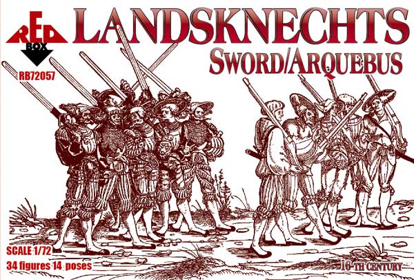 REDBOX 1:72 RB72057 16TH CENTURY LANDSKNECHTS (SWORD/ARQUEBUS) 34 FIGURES