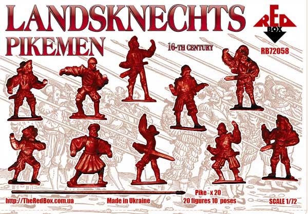 REDBOX 1:72 RB72058 16TH CENTURY LANDSKNECHTS (PIKE) 20 FIGURES/10 POSES