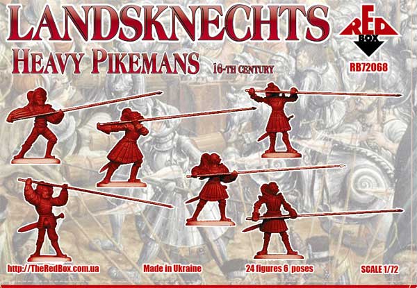 REDBOX 1:72 RB72068 16TH CENTURY LANDSKNECHTS HEAVY PIKEMEN (24 FIGURES) GRAY