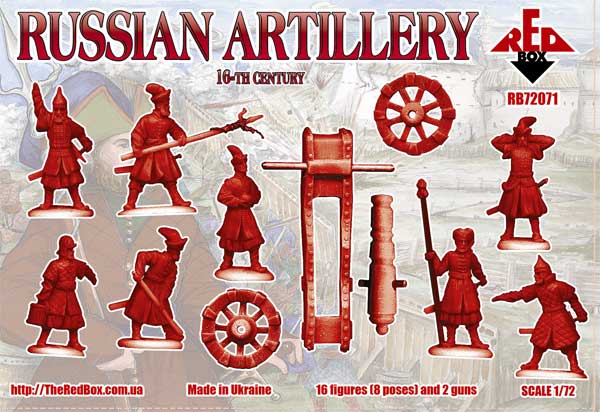 REDBOX 1:72 RB72071 16TH CENTURY RUSSIAN ARTILLERY 16 FIGURES/8 POSES & 2 GUNS