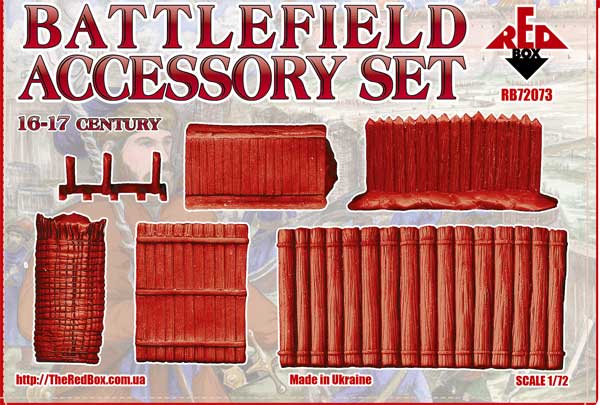 REDBOX 1:72 RB72073 16- 17TH CENTURY BATTLEFIELD ACCESSORY SET (TAN)