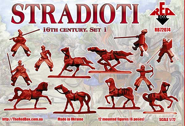 REDBOX 1:72 RB72074 16TH CENTURY STRADIOTI SET 1 (GREEN) 12 MOUNTED FIGURES