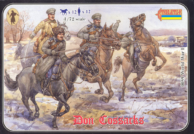STRELETS-R 1:72 SET 0059 WWI RUSSIAN DON COSSACKS (12 FIGURES & 12 HORSES)