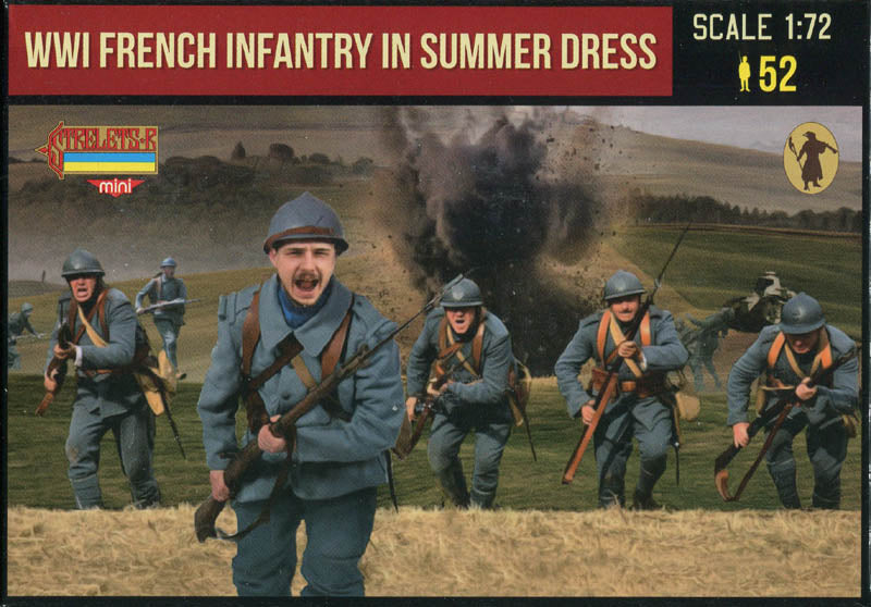 STRELETS-R 1:72 SET M134 WWI FRENCH INFANTRY IN SUMMER DRESS -52 FIGURES- BLUE