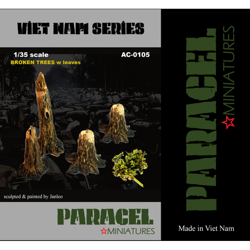 PARACEL MINIATURES DIOROMA ACCESSORIES 1:35 AC0105 BROKEN TREES W/ LEAVES