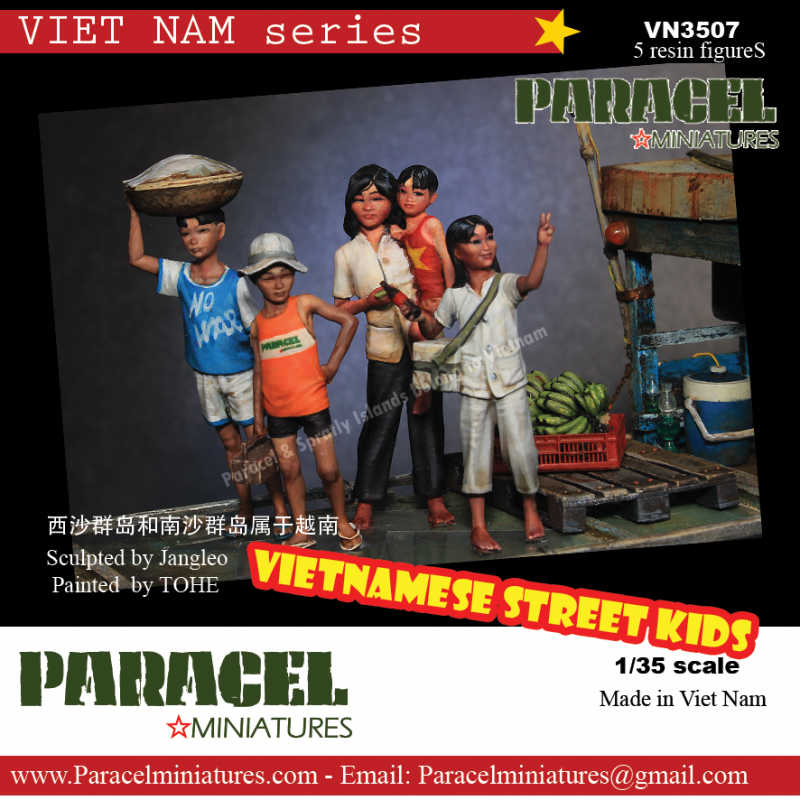 PARACEL MINIATURES VIETNAM SERIES VN3507 VIETNAMESE STREET KIDS (4 FIGURES)