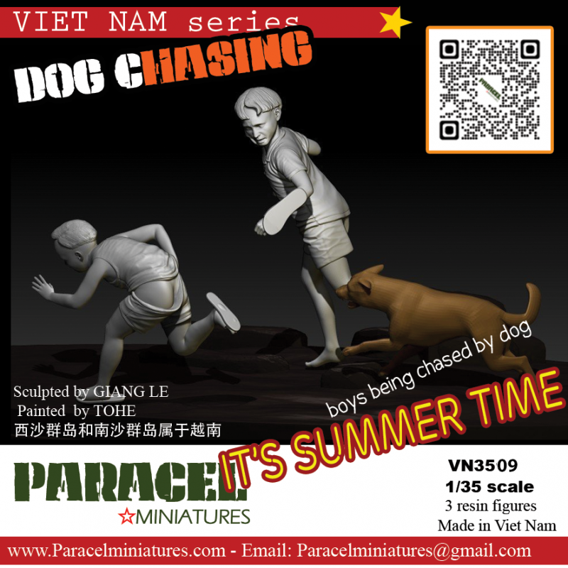 PARACEL MINIATURES VIETNAM SERIES VN3511 "DOG CHASING" IT'S SUMMER TIME