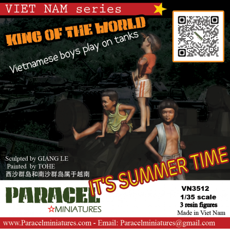 PARACEL MINIATURES VIETNAM SERIES VN3512 KING OF THE WORLD (BOYS PLAY ON TANKS)