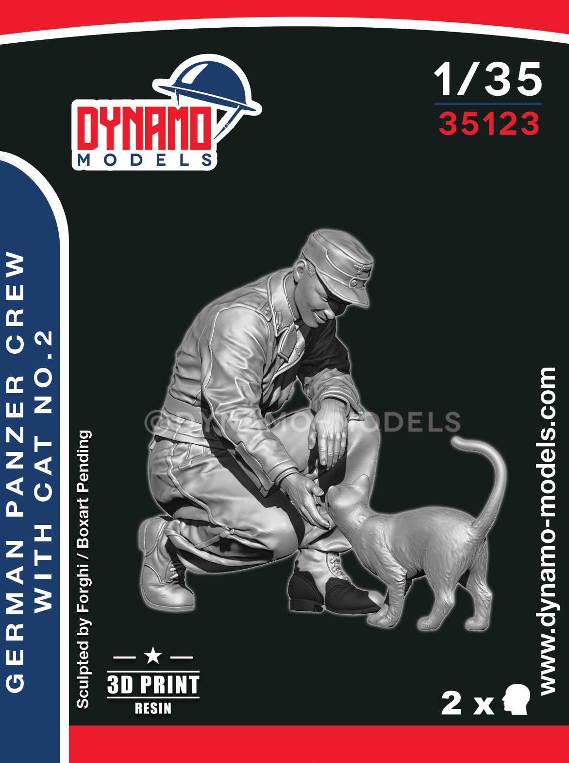 DYNAMO MODEL 1:35 SET 35123 WWII GERMAN PANZER CREW WITH CAT NO. 2 (1 FIGURE)