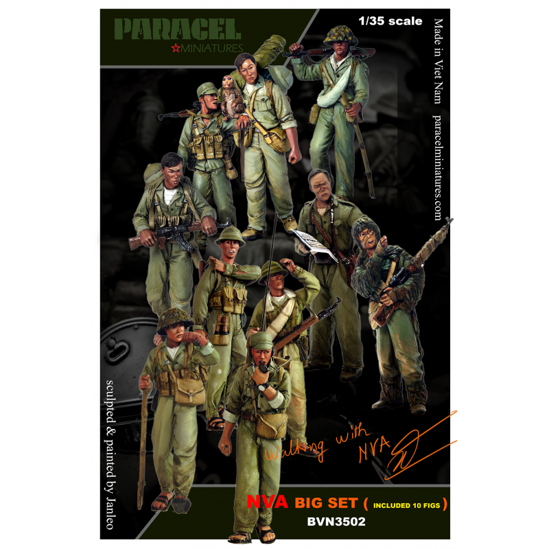 PARACEL MINIATURES VIETNAM SERIES BVN3502 NVA BIG SET (10 FIGURES)