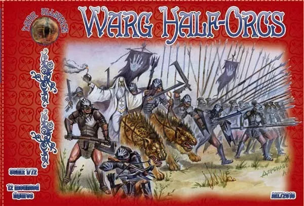 DARK ALLIANCE 1:72 FANTASY SET ALL72018 WARG HALF -ORCS 12 MOUNTED FIGURES