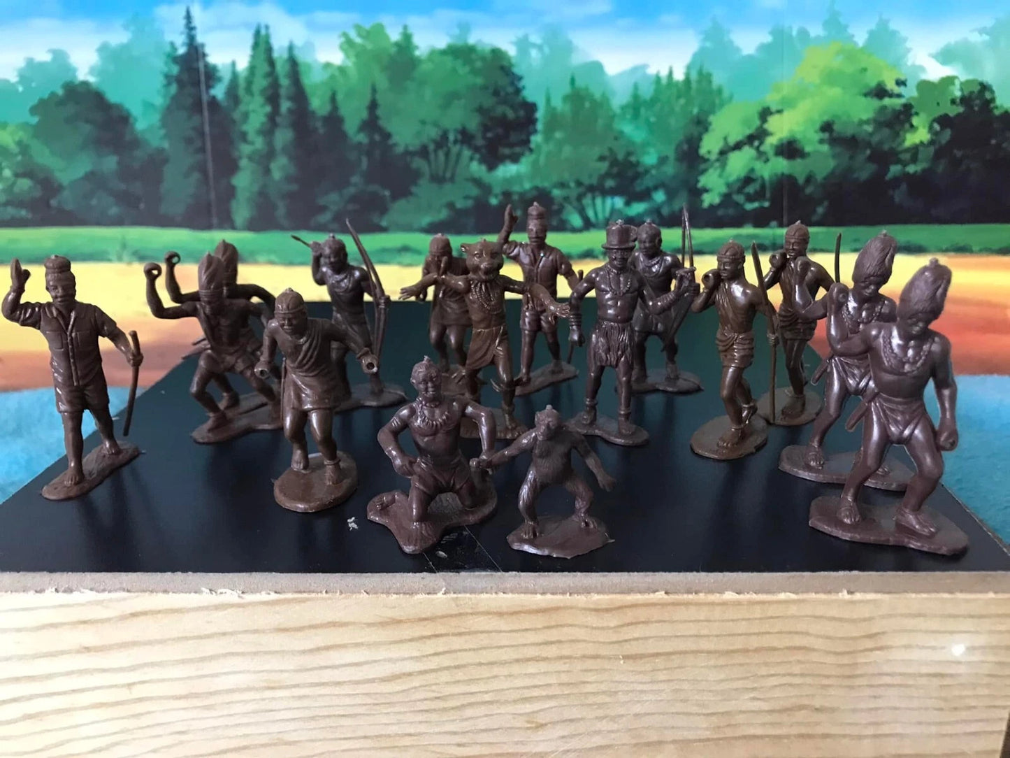 MARX TOYS RECAST 54 MM DAKTARI AFRICAN PLAYSET REISSUE-16 FIGURES- BROWN