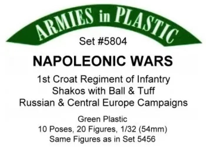 ARMIES IN PLASTIC SET 5804 NAPOLEONIC WARS 1ST CROAT REGT OF INFANTRY SHAKOS