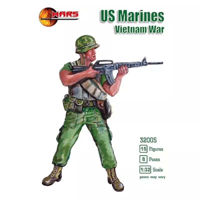 MARS FIGURE SET 32005 VIETNAM WAR US MARINES 15 FIGURES/8 POSES (MILITARY GREEN)