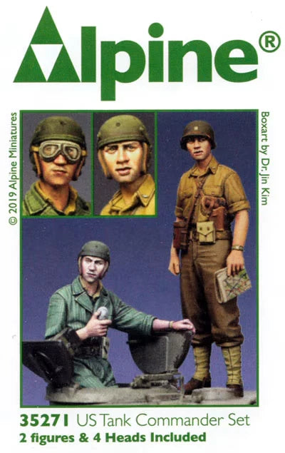 ALPINE MINIATURES 1:35 SET 35271 WWII US TANK COMMANDER SET (2 FIGURES-4 HEADS)