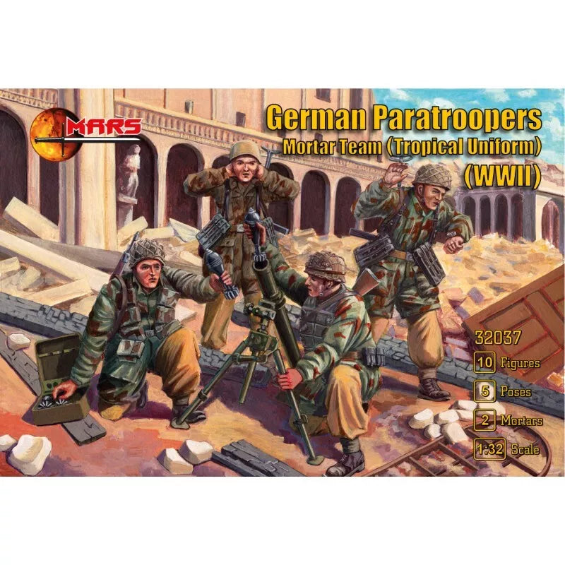 MARS 32037 WORLD WAR II GERMAN PARATROOPERS MORTAR TEAM TROPICAL UNIFORMS