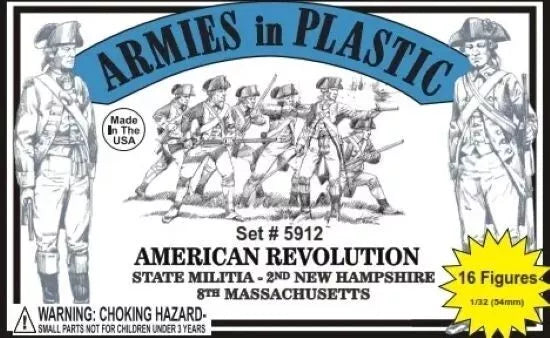 ARMIES IN PLASTIC 5912 AMERICAN REVOLUTION CONTINENTAL STATE MILITIA- LIGHT BLUE