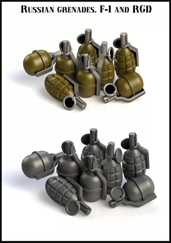 PARACEL MINIATURES DIOROMA ACCESSORIES EMA-35007 RUSSIAN GRENADES F1 & RGD