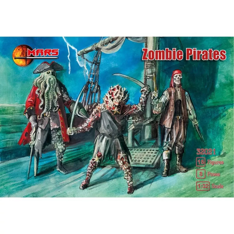 MARS FIGURE SET 32021 ZOMBIE PIRATES 15 FIGURES IN 8 POSES (DARK GREEN)