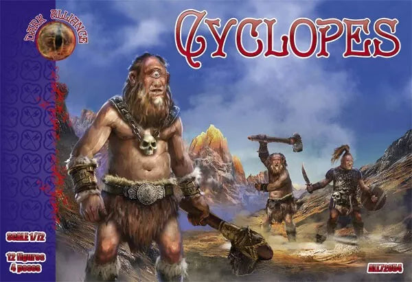 DARK ALLIANCE 1:72 FANTASY SET ALL72054 CYCLOPES 12 FIGURES / 4 POSES - GREY