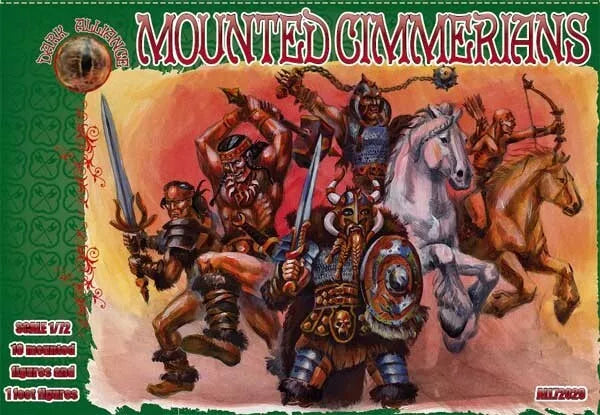 DARK ALLIANCE 1:72 FANTASY SET ALL72029 MOUNTED CIMMERIANS (LIGHT GREY)