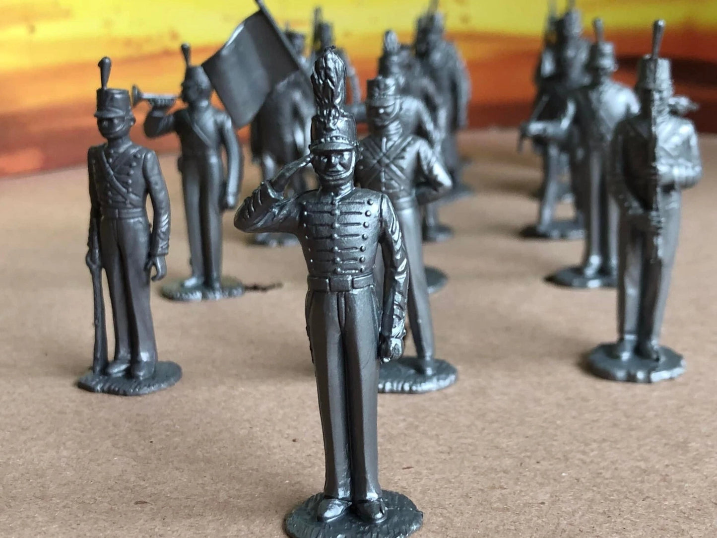MARX TOYS RECAST 54 MM WEST POINT CADETS REISSUE-16 FIGURES-SILVER