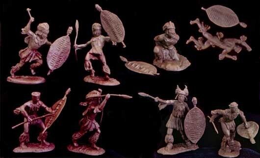 CONTE COLLECTIBLES ZULU WARRIORS SET # 2 (15 FIGURES) BROWN