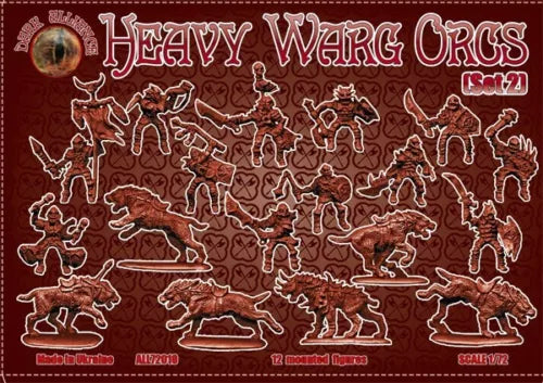 DARK ALLIANCE 1:72 FANTASY SET ALL72010 HEAVY WARG ORCS 12 MOUNTED FIGURES (RED)