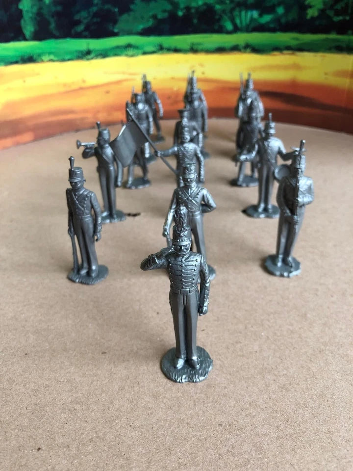 MARX TOYS RECAST 54 MM WEST POINT CADETS REISSUE-16 FIGURES-SILVER