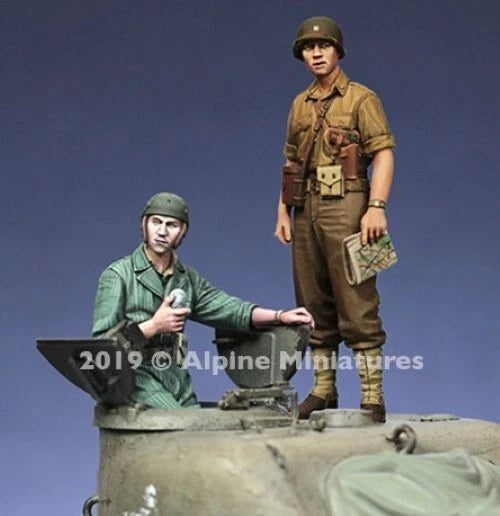 ALPINE MINIATURES 1:35 SET 35271 WWII US TANK COMMANDER SET (2 FIGURES-4 HEADS)