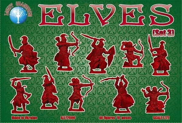 DARK ALLIANCE 1:72 FANTASY SET ALL72006 ELVES SET 3 (CREAM OR RED) 40 FIGURES