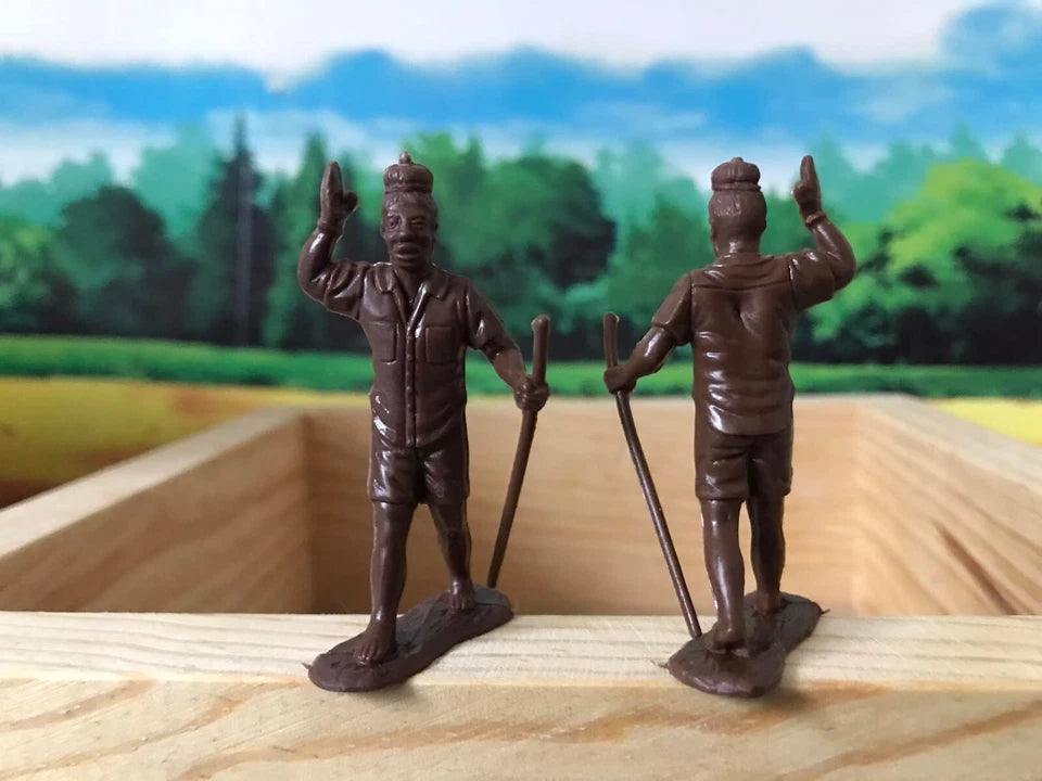 MARX TOYS RECAST 54 MM DAKTARI AFRICAN PLAYSET REISSUE-16 FIGURES- BROWN