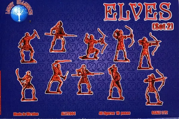 DARK ALLIANCE 1:72 FANTASY SET ALL72004 ELVES SET 1 (DARK GREEN) 40 FIGURES