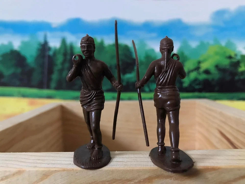 MARX TOYS RECAST 54 MM DAKTARI AFRICAN PLAYSET REISSUE-16 FIGURES- BROWN