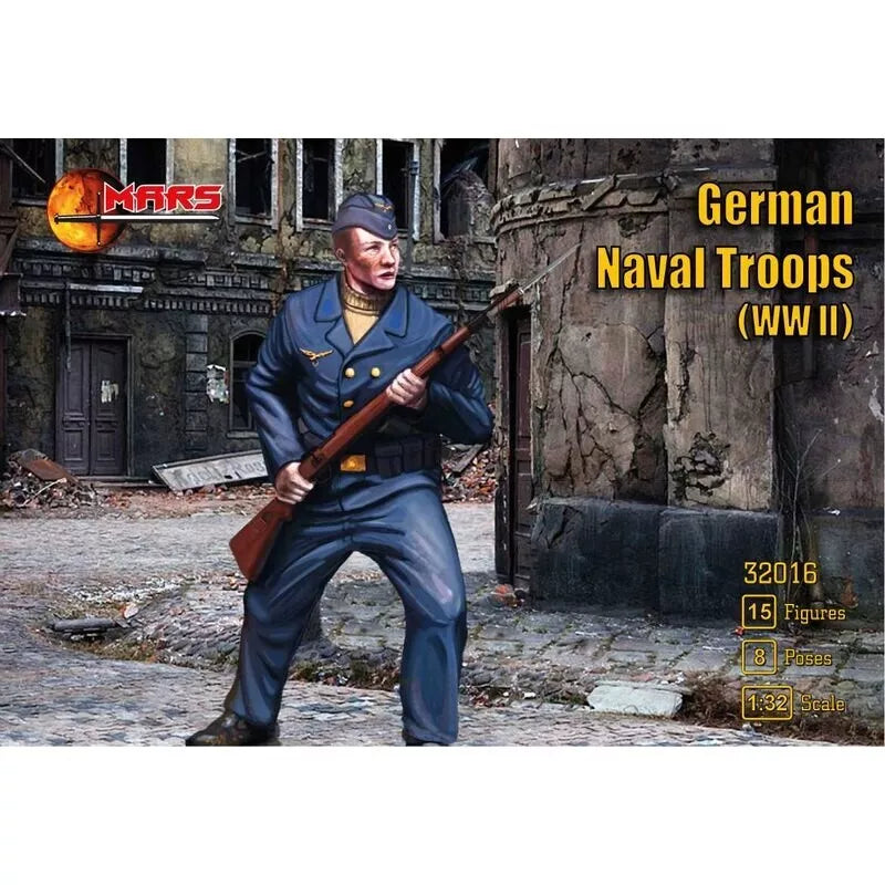 MARS 32016 WORLD WAR II GERMAN NAVAL TROOPS 15 FIGURES, 8 POSES (BLUE/GREY)