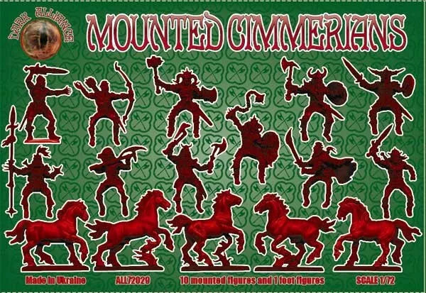 DARK ALLIANCE 1:72 FANTASY SET ALL72029 MOUNTED CIMMERIANS (LIGHT GREY)