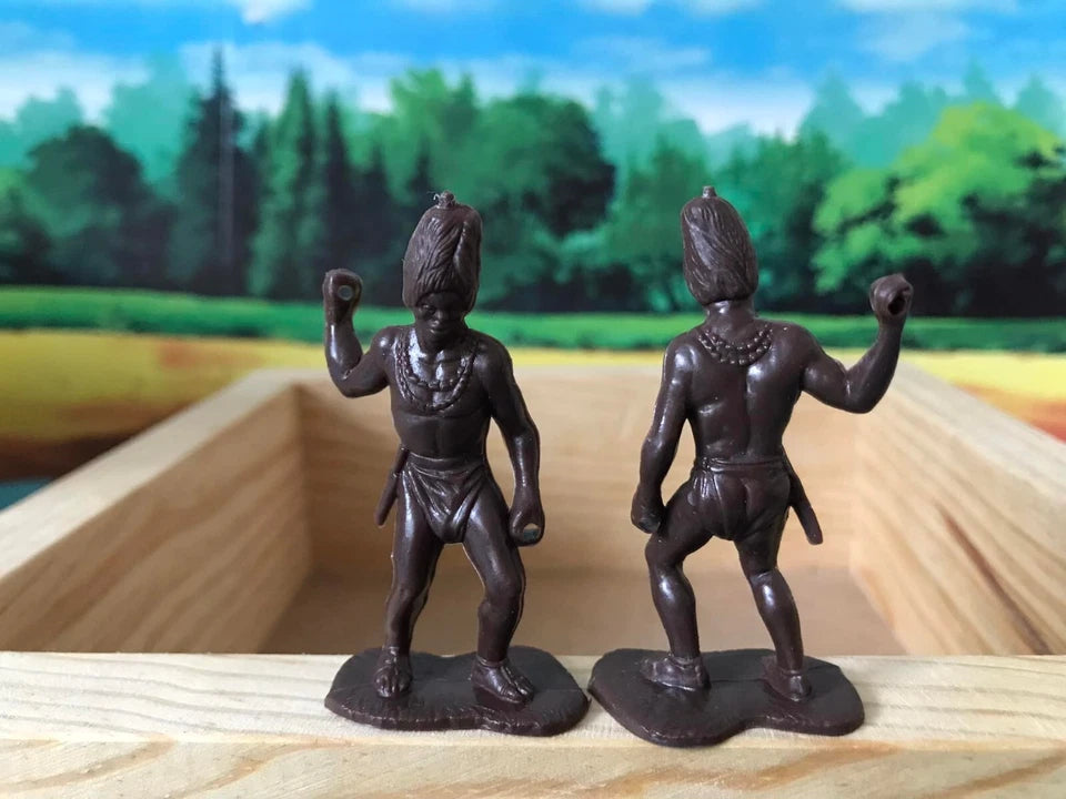 MARX TOYS RECAST 54 MM DAKTARI AFRICAN PLAYSET REISSUE-16 FIGURES- BROWN