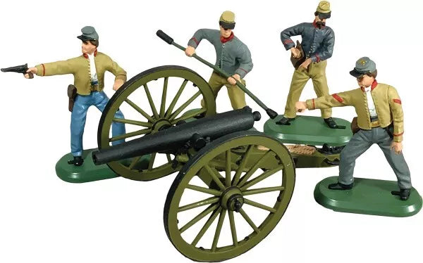 W. BRITAINS TOY SOLDIERS 52108 3 Inch Ordnance Rifle Cannon & 4 Confederate Crew
