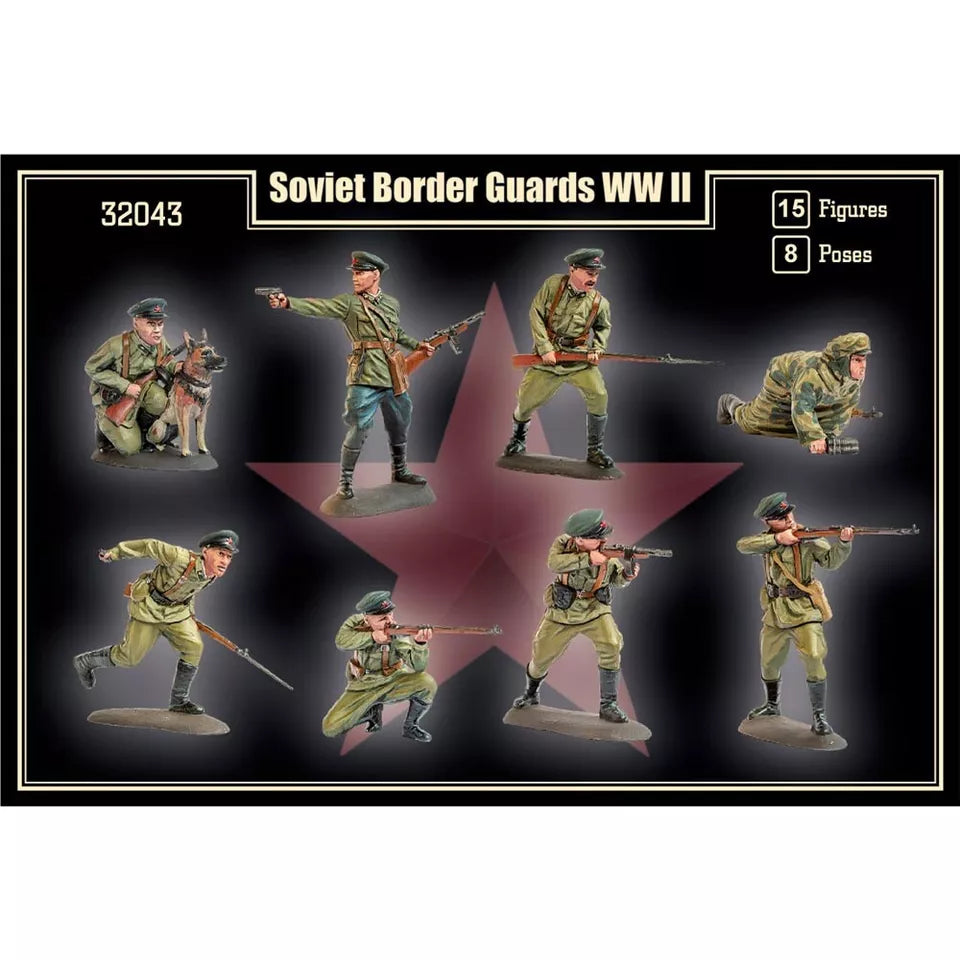 MARS 32043 WORLD WAR II SOVIET BORDER GUARDS- 15 FIGURES/ 8 POSES