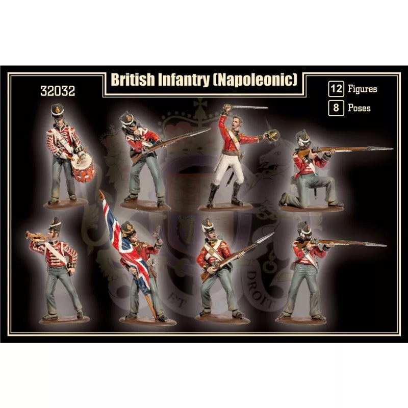 MARS FIGURE SET 32032 NAPOLEONIC WARS BRITISH INFANTRY (GREY) 12 FIGURES/8 POSES