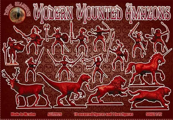 DARK ALLIANCE 1:72 FANTASY SET ALL72026 MODERN MOUNTED AMAZONS (LIGHT BEIGE)