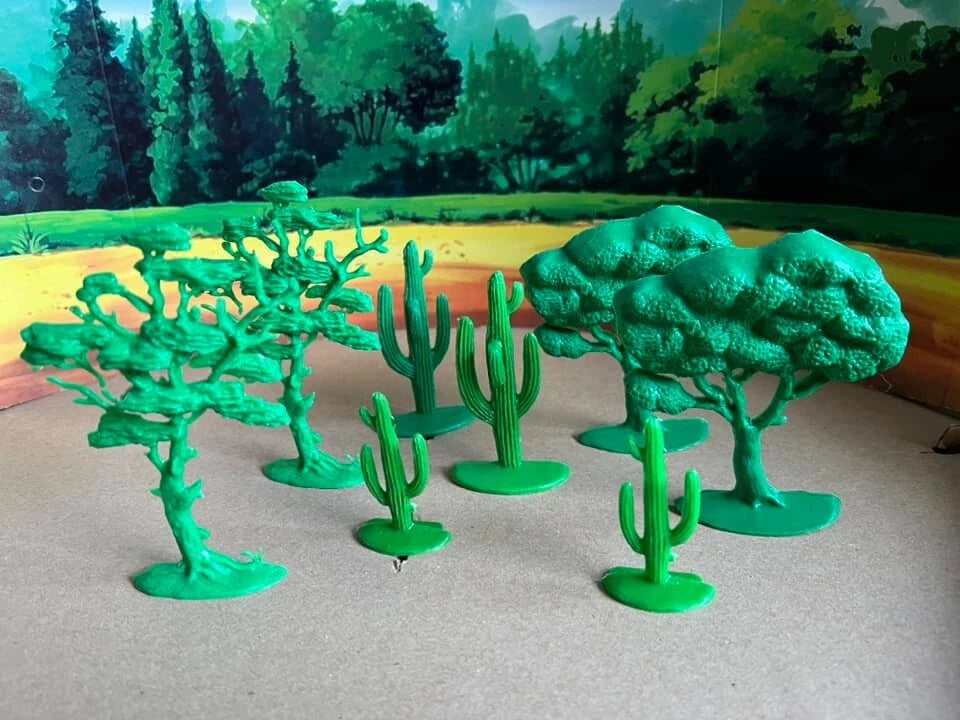 REL RECAST TREES & CACTUS SET REISSUE- 8 PIECES (GREEN)