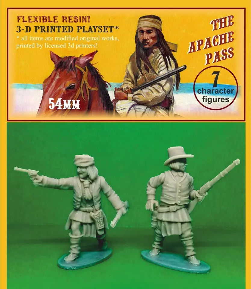 ELASTOWIT/ KIT SOLDIERS 54 MM 3D PRINTED PLAYSET THE APACHE PASS (7 FIGURES)