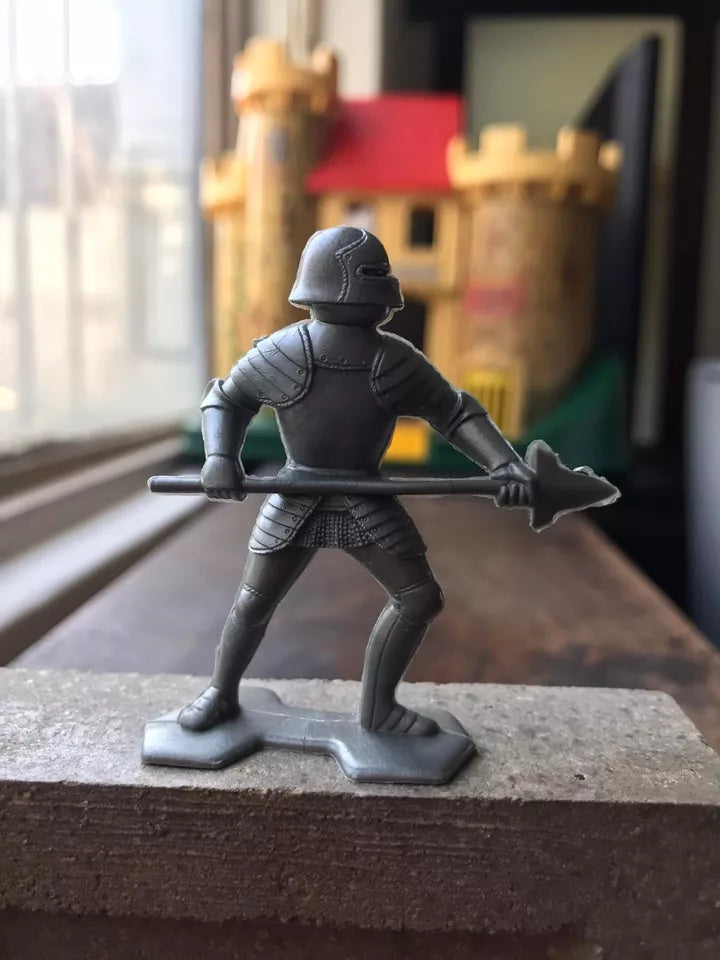 MARX TOYS RECAST 54 MM MEDIEVAL KNIGHTS REISSUE-16 FIGURES-SILVER GREY
