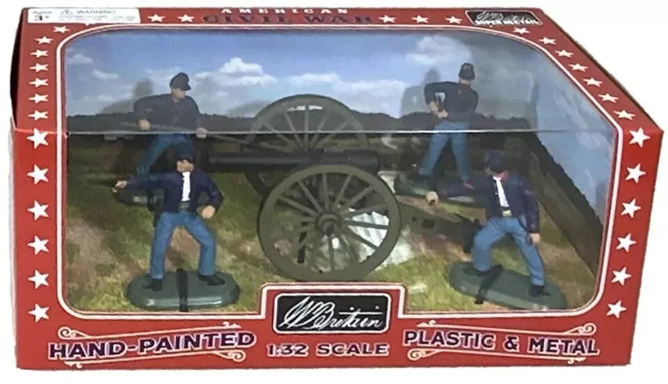 BRITAINS SUPER DEETAIL 52109 UNION 10 POUND PARROT CANNON WITH 4 MAN CREW