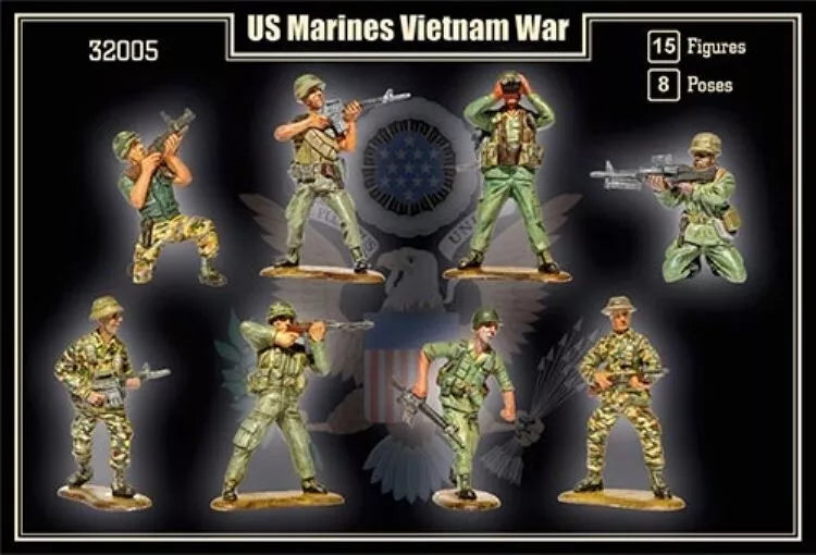 MARS FIGURE SET 32005 VIETNAM WAR US MARINES 15 FIGURES/8 POSES (MILITARY GREEN)