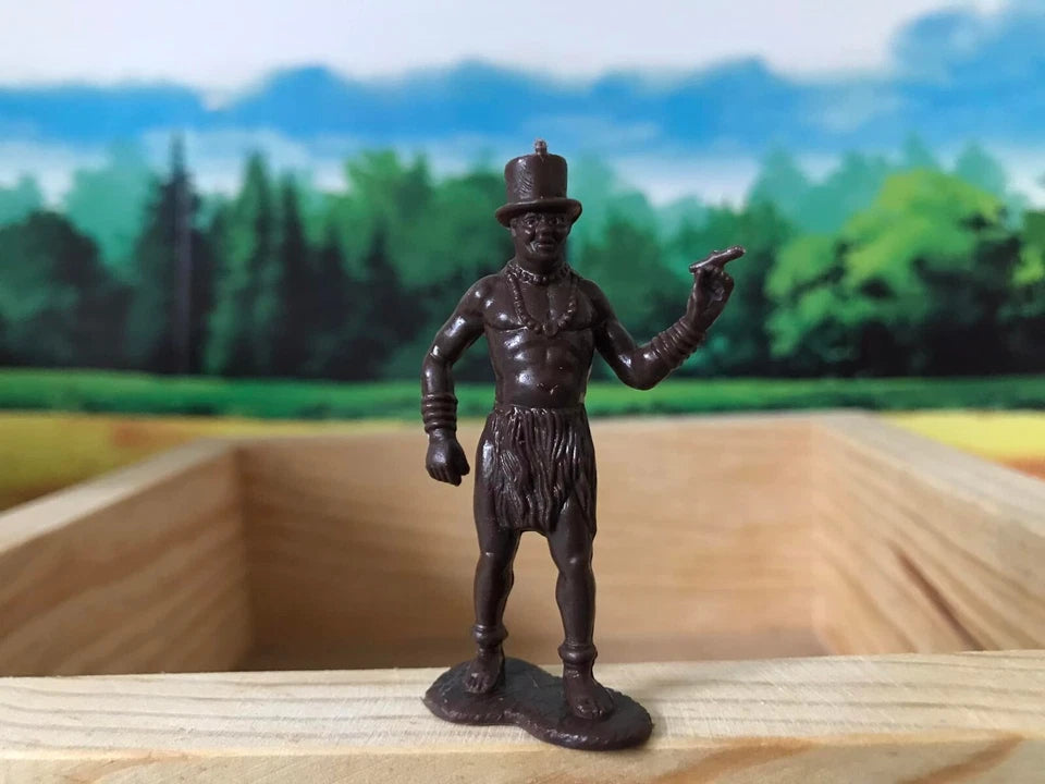 MARX TOYS RECAST 54 MM DAKTARI AFRICAN PLAYSET REISSUE-16 FIGURES- BROWN
