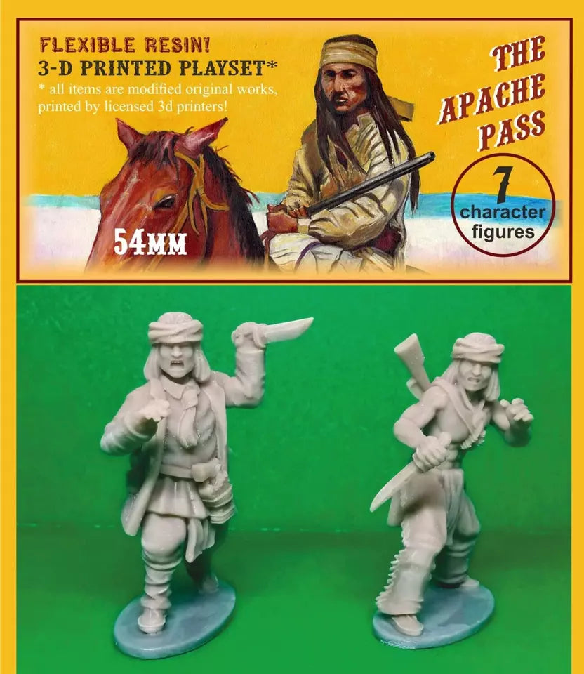 ELASTOWIT/ KIT SOLDIERS 54 MM 3D PRINTED PLAYSET THE APACHE PASS (7 FIGURES)